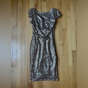 Badgley Mischka Gold Sequence Dress